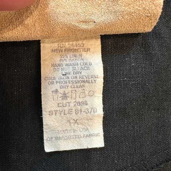 VTG NEW FRONTIER Studded Linen Blend Vest Size 1X Western Indie Hipster Casual - Picture 5 of 9